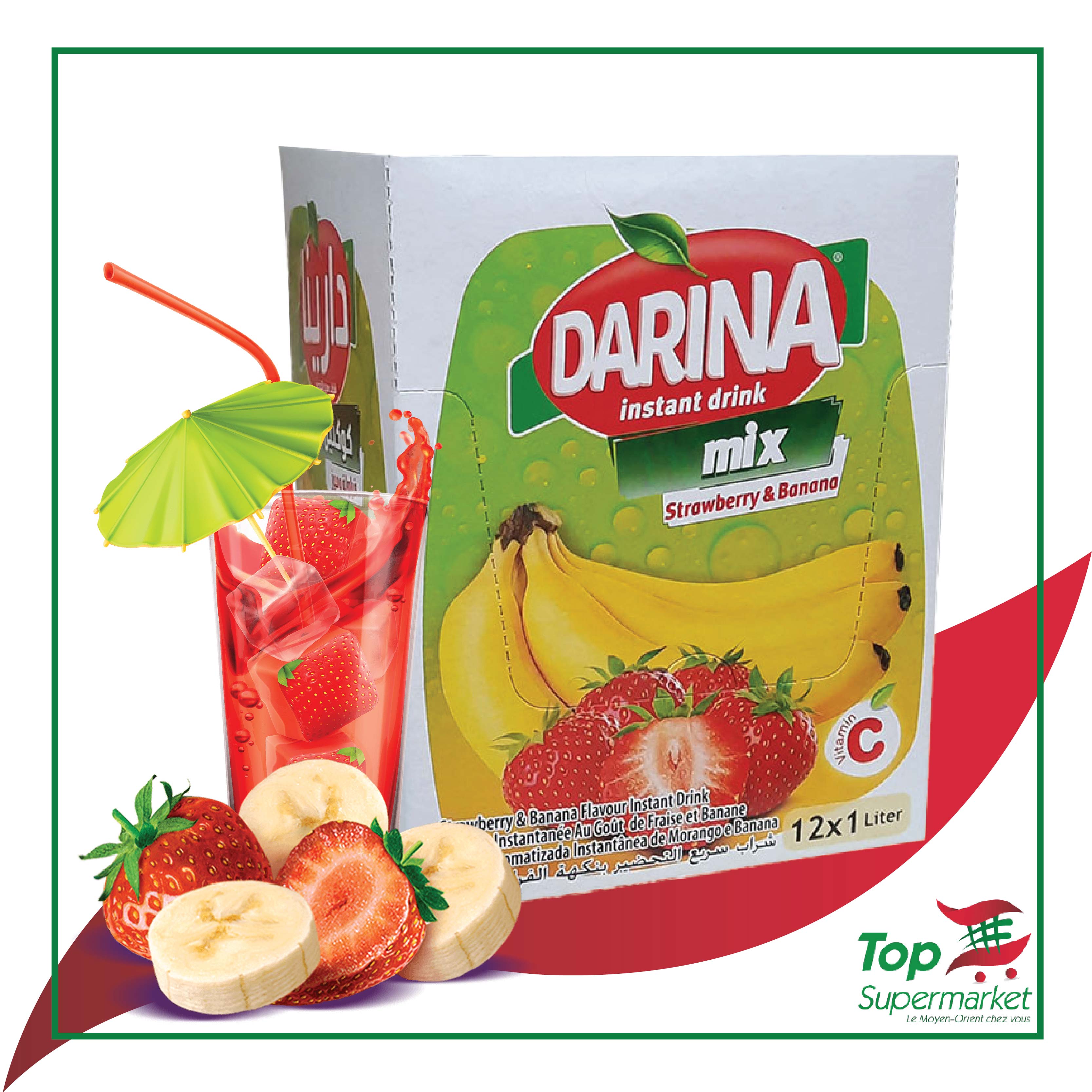 Darina jus en poudre fraise & banane (12x30gr)